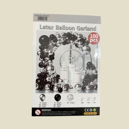 Black Silver Balloon Garland