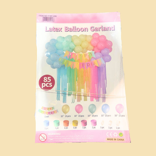 85 PCS Pastel Rainbow Latex Balloon Garland Kit