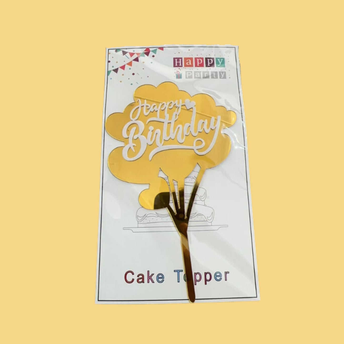 Shining Gold Birthday Cake Topper