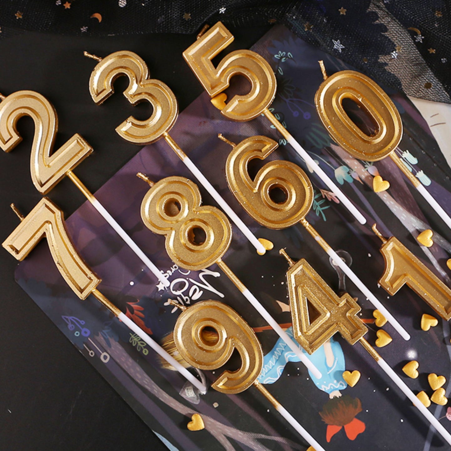 Gold Birthday Number Candles (0-9)