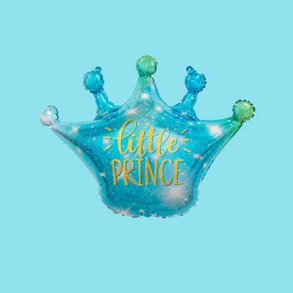 29 inch helium quality pastel blue prince crown foil balloon