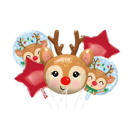 Christmas Cute Little Reindeer Helium Quality Red Winter Balloon Bouquet