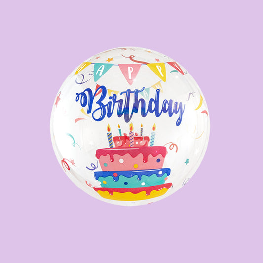 18 inch Clear Birthday Bubble Balloon