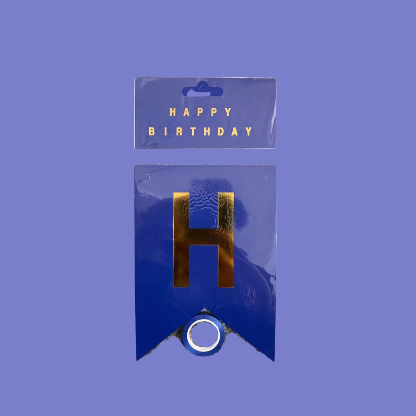 Blue and Gold Happy Birthday Banner