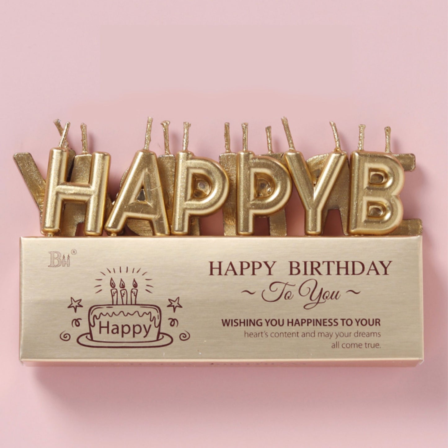 Gold Happy Birthday Letter Candles