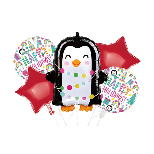 Happy Holiday Helium Quality Cute Penguin Red Balloon bouquet