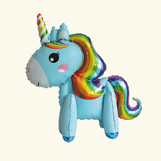 22 Inch Blue Air Fill Stand Up Unicorn Foil Balloon