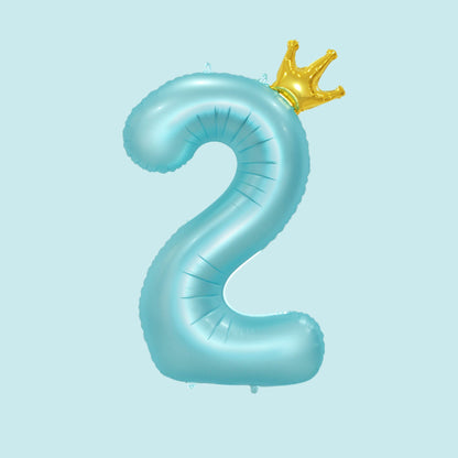 34-Inch King Crown Pastel Blue Helium Quality Birthday Party Foil Number Balloons