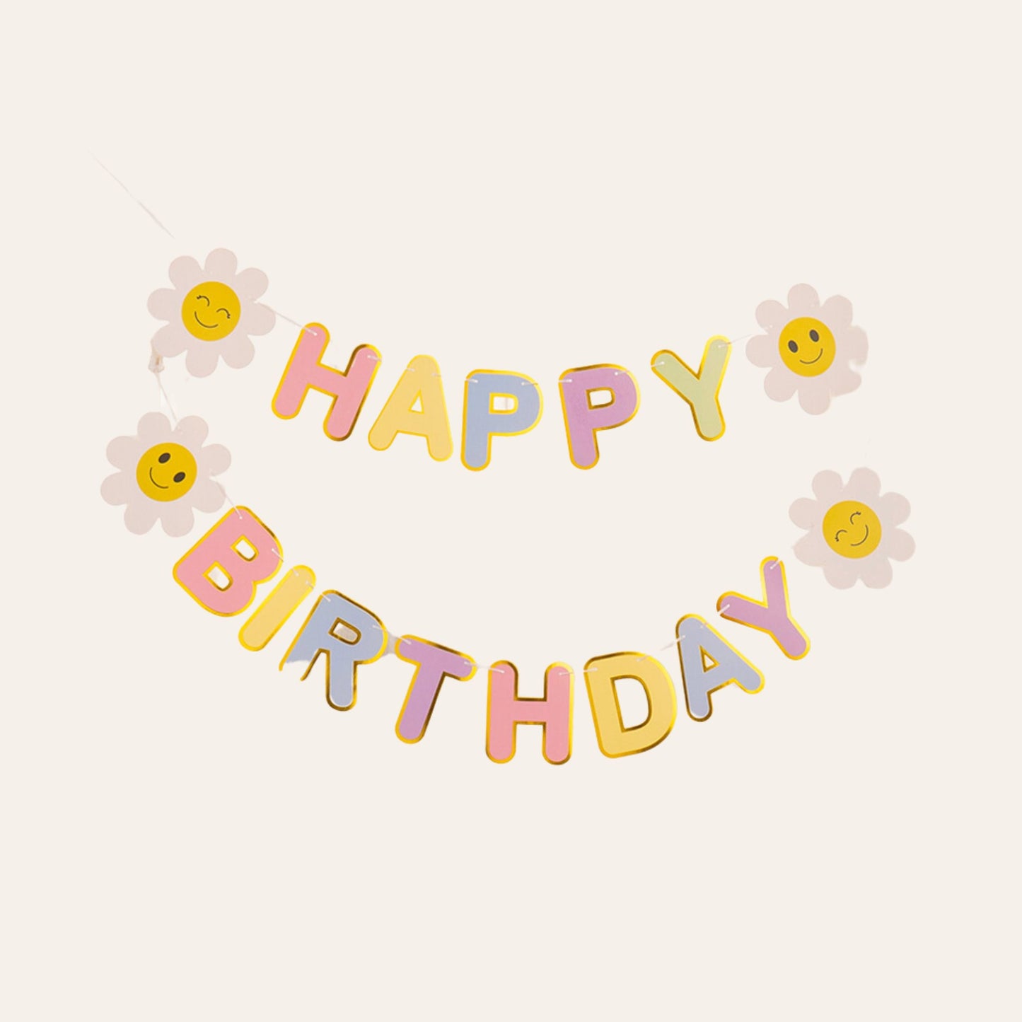 Pastel Flower Happy Birthday Letter Banner