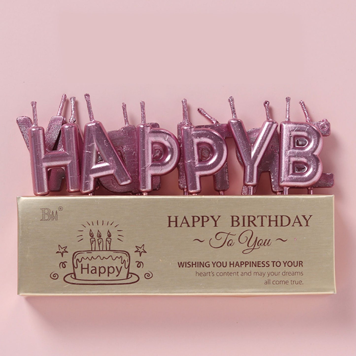 Rose Gold Happy Birthday Letter Candles