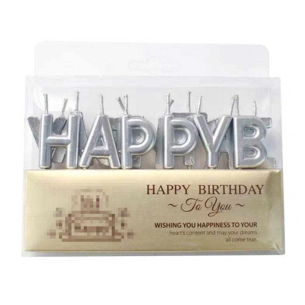 Silver Happy Birthday Letter Candles