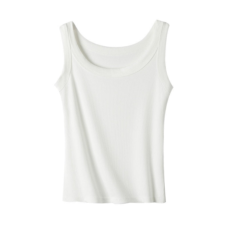 Women's Ribbed Tank Top – Sleeveless French-Style Racerback Camisole for Summer